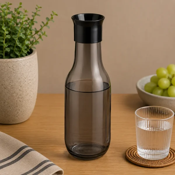 Glass pitcher Black Pearl Hydra 1L textured carafe