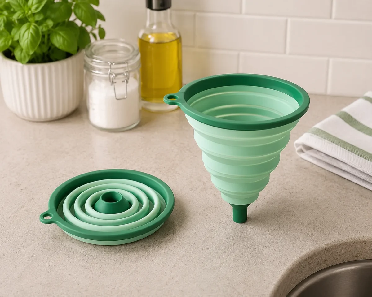 Collapsible Funnel Green 700ml Space-Saving Kitchen Tool