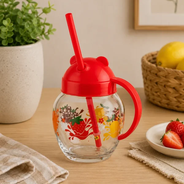 Reusable cup with straw Cute 370ml tumbler with lid