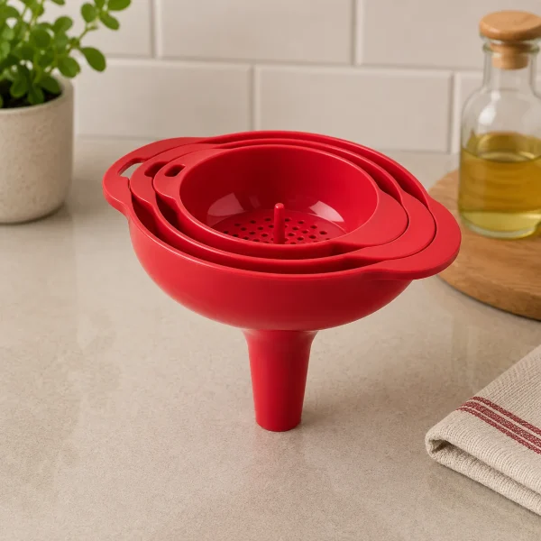 Funnel Set – 3 Nesting Kitchen Funnels for Liquids & Dry Goods