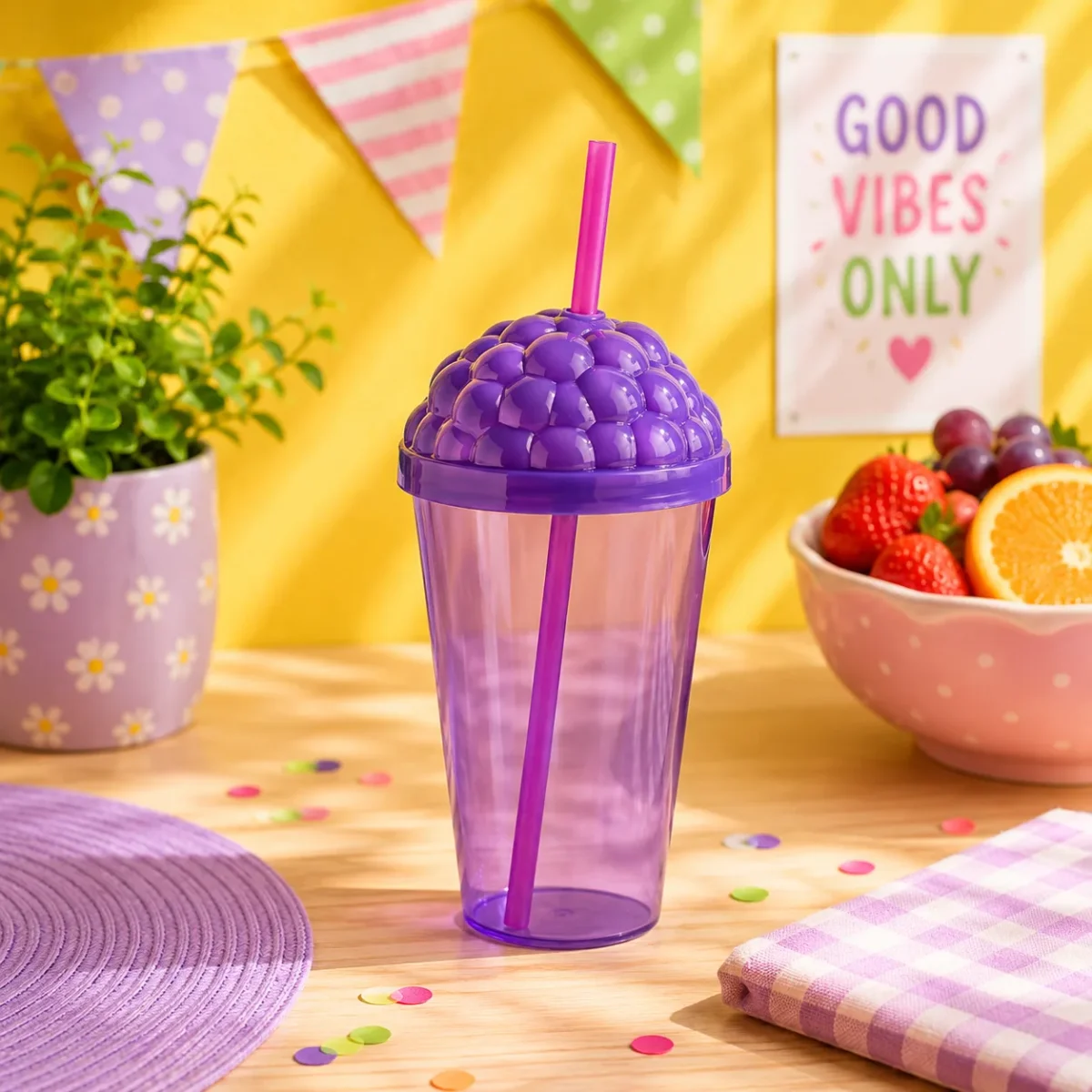Blackberry Tumbler with Straw 450ml | Reusable Drink Cup