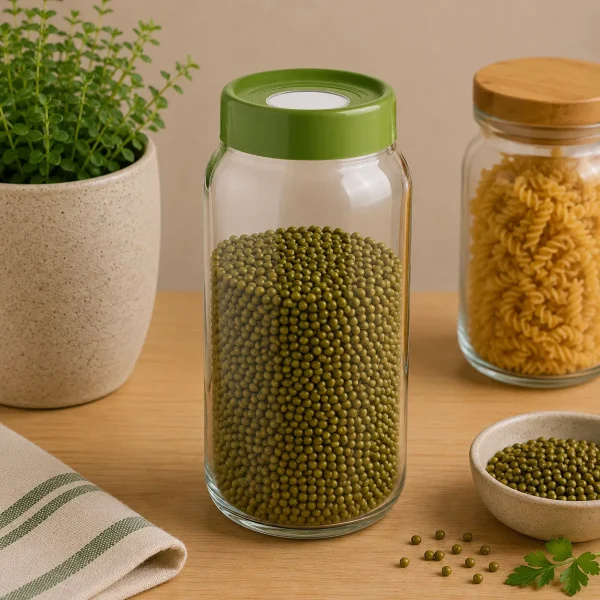 Green storage jar Rainbow 1L with airtight lid