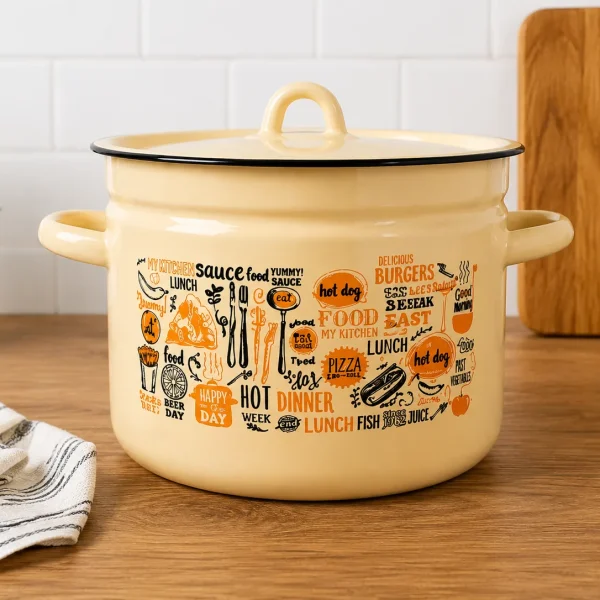 5.5 L Enamel Pot with Pattern
