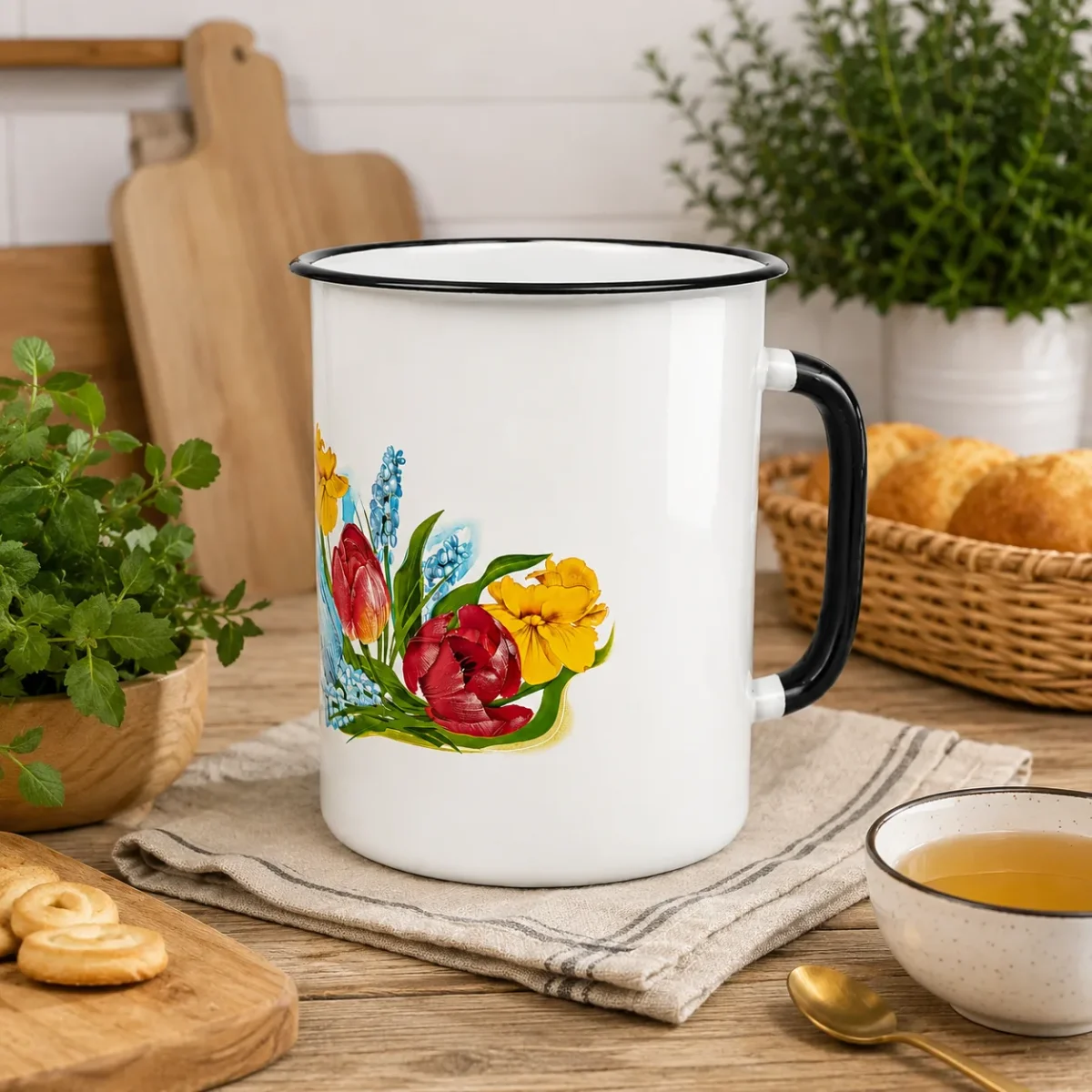 1.5 L Enamel Mug with Pattern