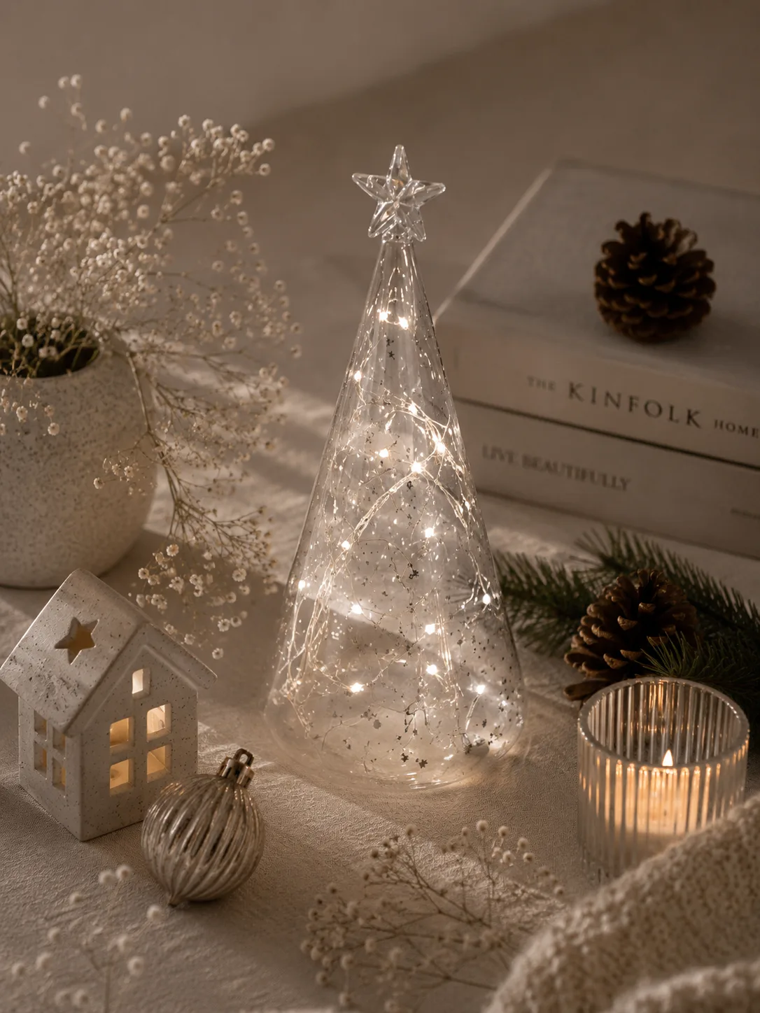 Glass Christmas tree LED "Silver" 22 cm Räder