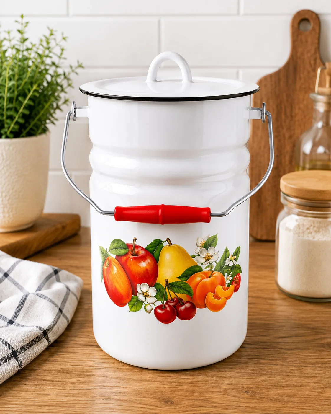 Enameled milk can 6 l patterned