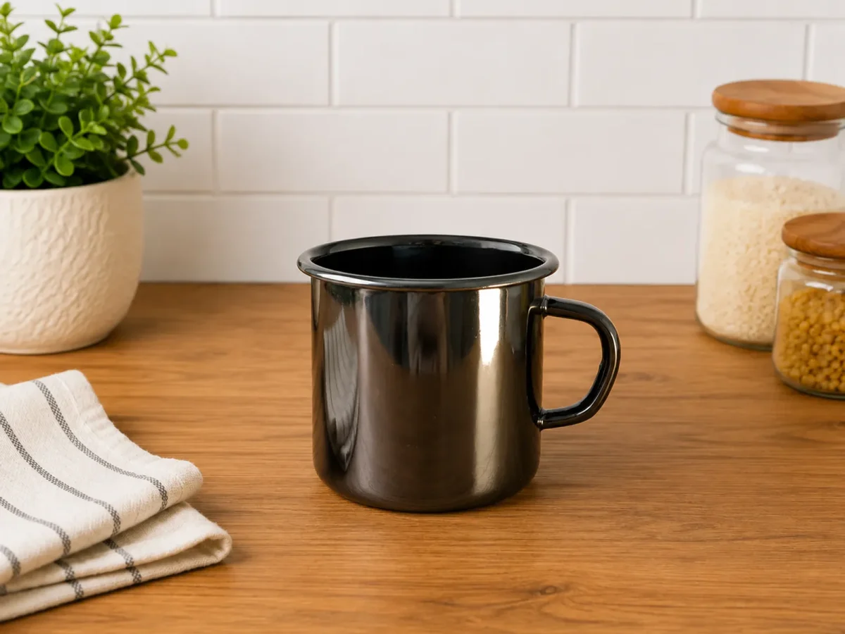 Enamel mug 0.4 L black