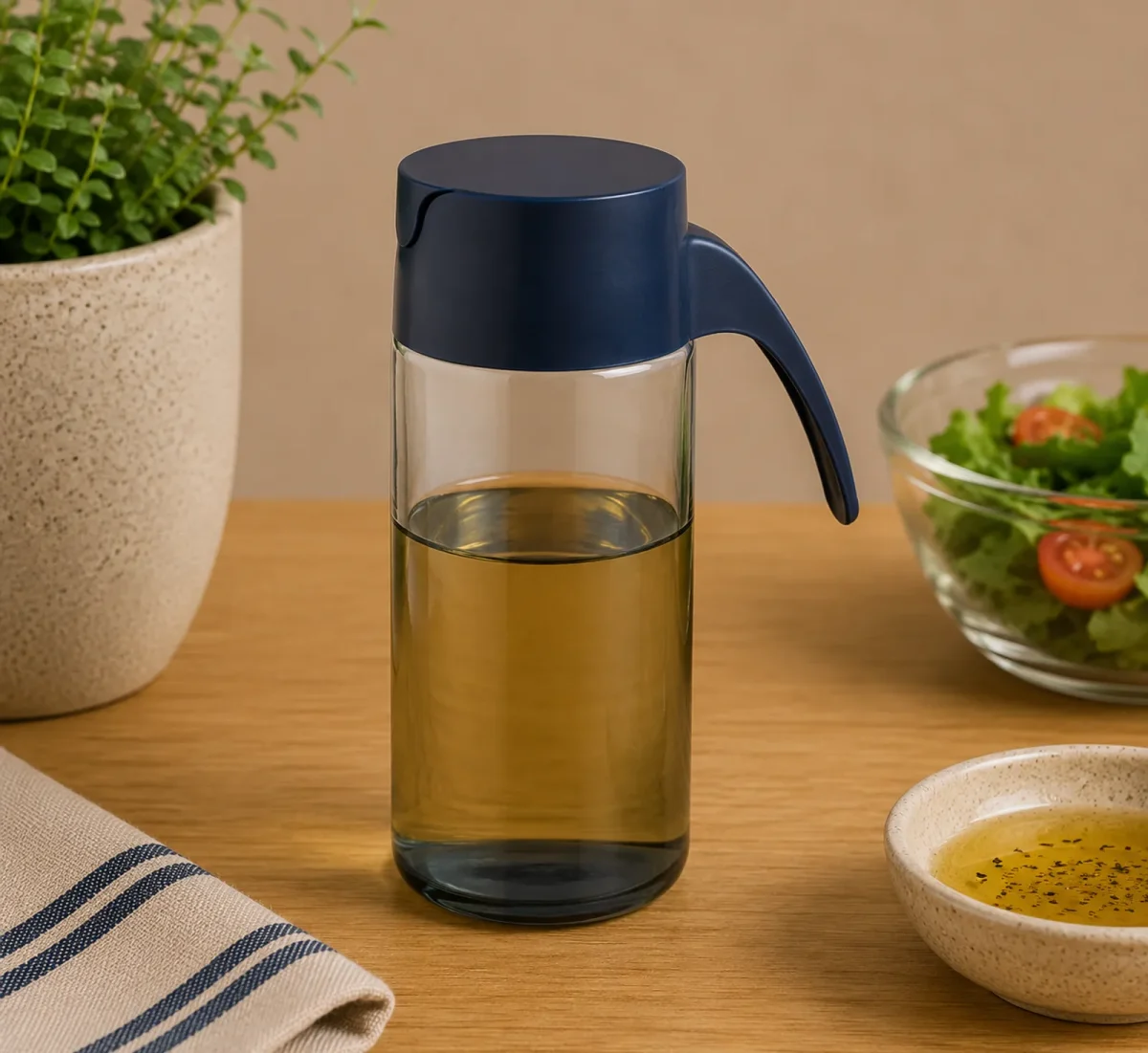 Oil and Vinegar Bottle Rainbow 500ml, Indigo Blue Glass