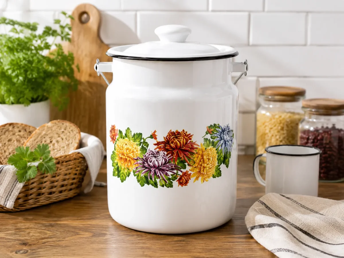 Enamel Milk Can 3 L with Pattern