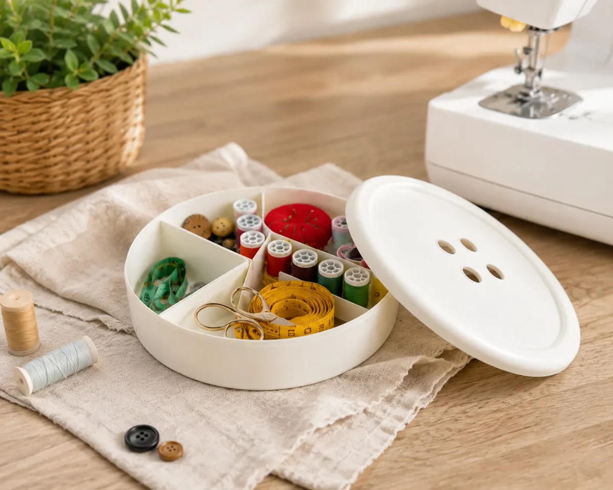 Sewing Storage Box Button with Compartments