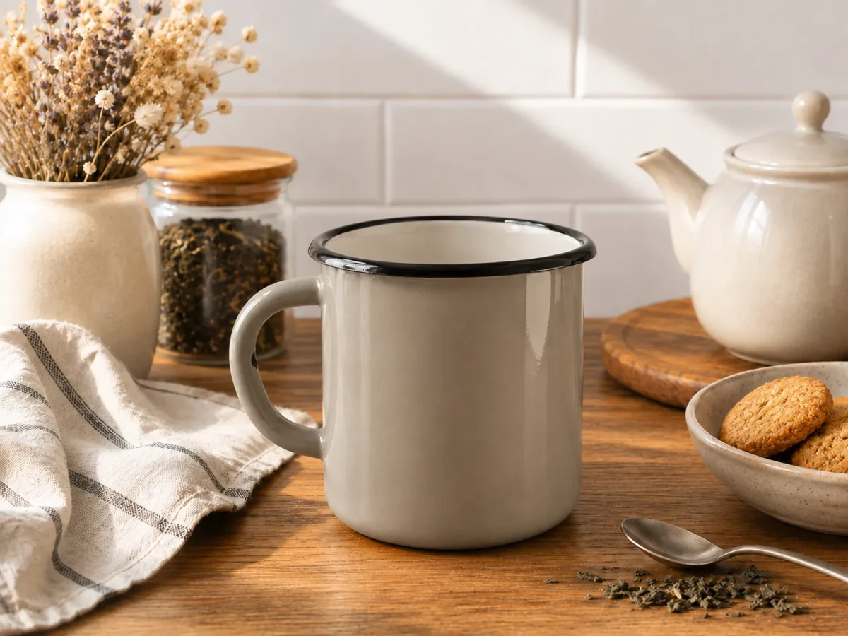 Enamel mug 0.4 L grey