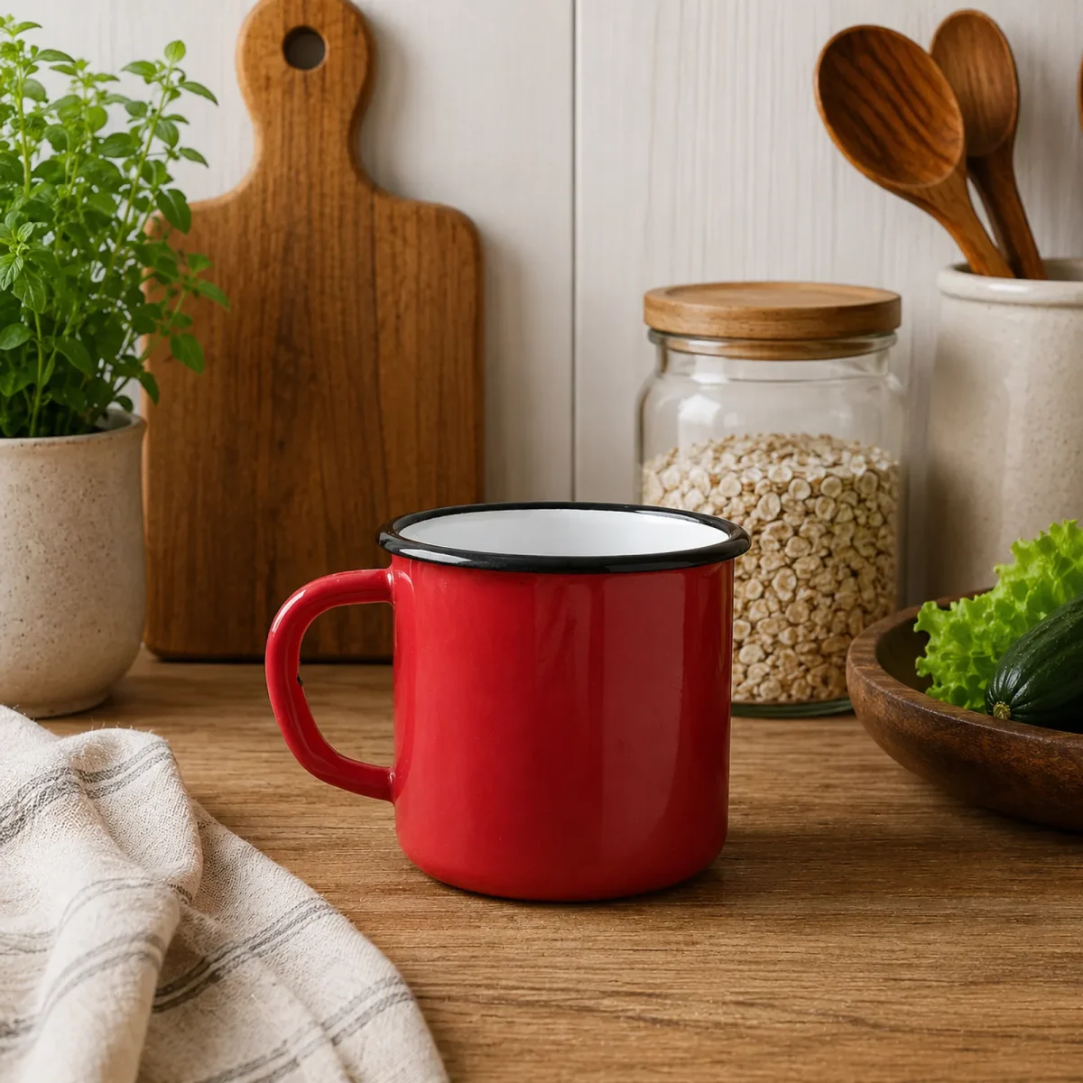 Enamel mug 0.25 L red